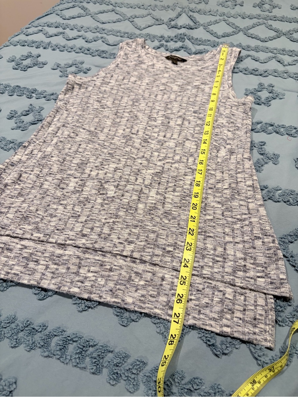 Banana Republic Blue White Textured Sleeveless Tunic Top Small - Picture 6 of 7